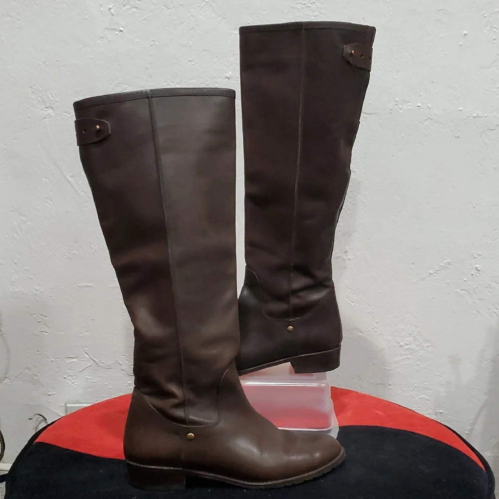 Elegant Brown Leather Knee-High Boots